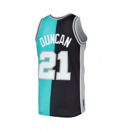 Men's Tim Duncan Black, Teal San Antonio Spurs Hardwood Classics 1998-99 Split Swingman Jersey $66.70 Jersey