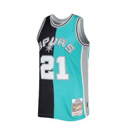 Men's Tim Duncan Black, Teal San Antonio Spurs Hardwood Classics 1998-99 Split Swingman Jersey $66.70 Jersey