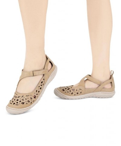 Women's Bellerose Cutout Mary Jane Flats Tan/Beige $48.06 Shoes