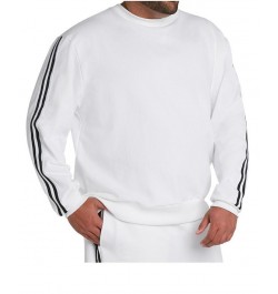 MVP Collections Men's Big & Tall Striped Sleeve Sweatshirt White $44.50 Sweatshirt