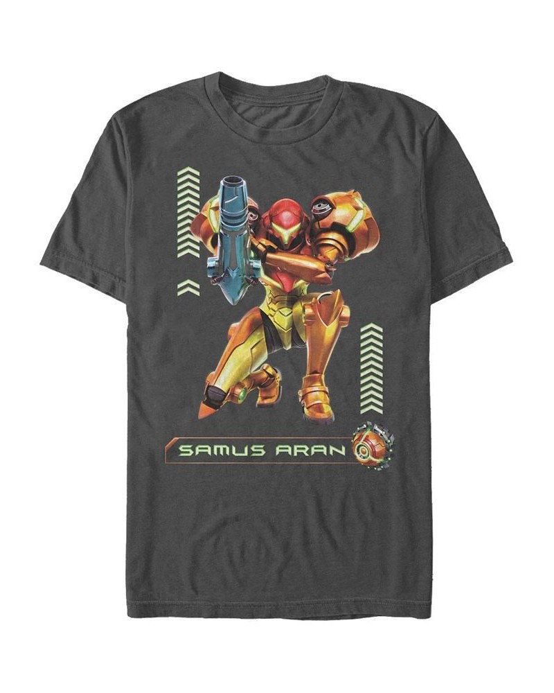 Nintendo Men's Metroid Samus Aran Short Sleeve T-Shirt Gray $20.29 T-Shirts