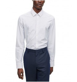 Men's Geometric-Print Performance-Stretch Slim-Fit Dress Shirt White $51.80 Dress Shirts