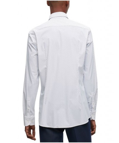 Men's Geometric-Print Performance-Stretch Slim-Fit Dress Shirt White $51.80 Dress Shirts