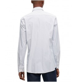 Men's Geometric-Print Performance-Stretch Slim-Fit Dress Shirt White $51.80 Dress Shirts