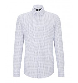 Men's Geometric-Print Performance-Stretch Slim-Fit Dress Shirt White $51.80 Dress Shirts