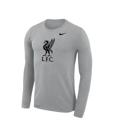 Men's Heather Gray Liverpool Primary Logo Legend Performance Long Sleeve T-shirt $22.50 T-Shirts