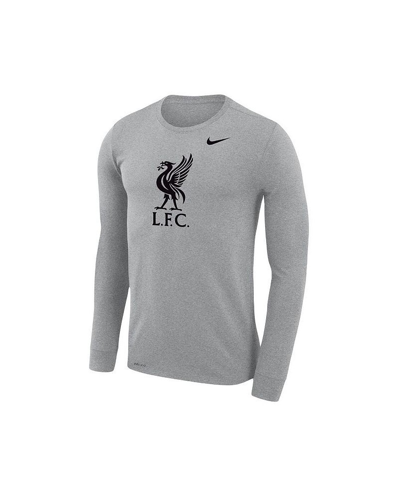 Men's Heather Gray Liverpool Primary Logo Legend Performance Long Sleeve T-shirt $22.50 T-Shirts