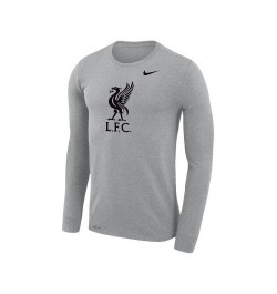 Men's Heather Gray Liverpool Primary Logo Legend Performance Long Sleeve T-shirt $22.50 T-Shirts