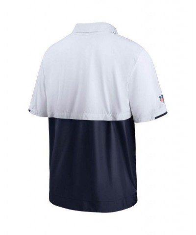 Men's White, College Navy Seattle Seahawks Sideline Coaches Half-Zip Short Sleeve Jacket $35.20 Jackets