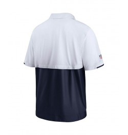 Men's White, College Navy Seattle Seahawks Sideline Coaches Half-Zip Short Sleeve Jacket $35.20 Jackets