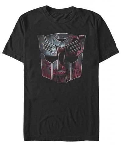 Men's Autobot Face Badge Short Sleeve Crew T-shirt Black $16.10 T-Shirts