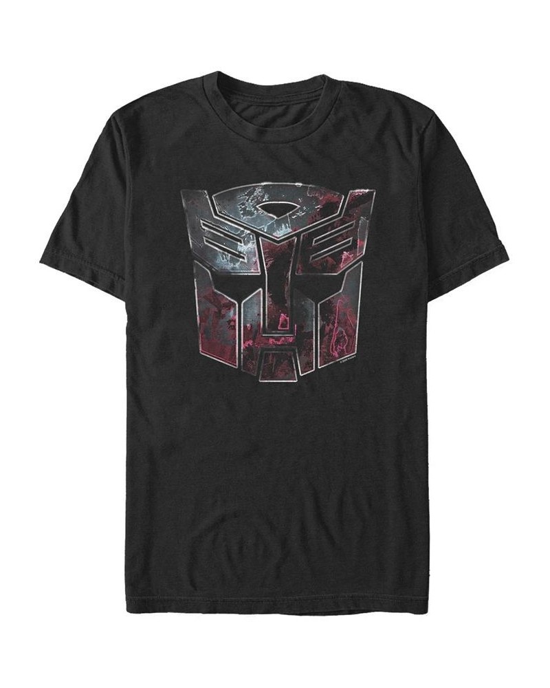 Men's Autobot Face Badge Short Sleeve Crew T-shirt Black $16.10 T-Shirts