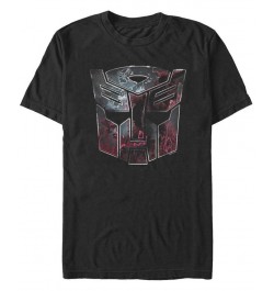 Men's Autobot Face Badge Short Sleeve Crew T-shirt Black $16.10 T-Shirts