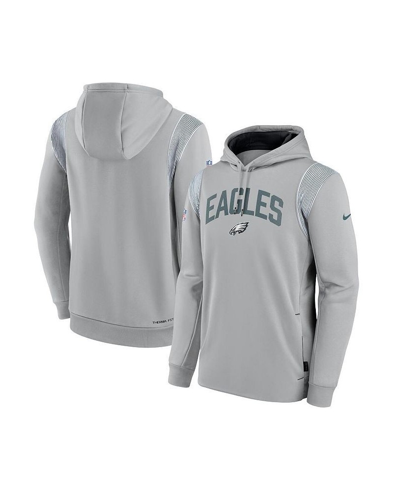 Men's Gray Philadelphia Eagles Sideline Athletic Stack Performance Pullover Hoodie $38.95 Sweatshirt