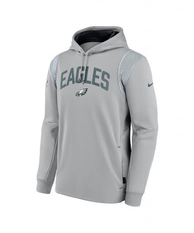 Men's Gray Philadelphia Eagles Sideline Athletic Stack Performance Pullover Hoodie $38.95 Sweatshirt