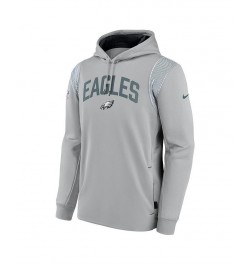 Men's Gray Philadelphia Eagles Sideline Athletic Stack Performance Pullover Hoodie $38.95 Sweatshirt