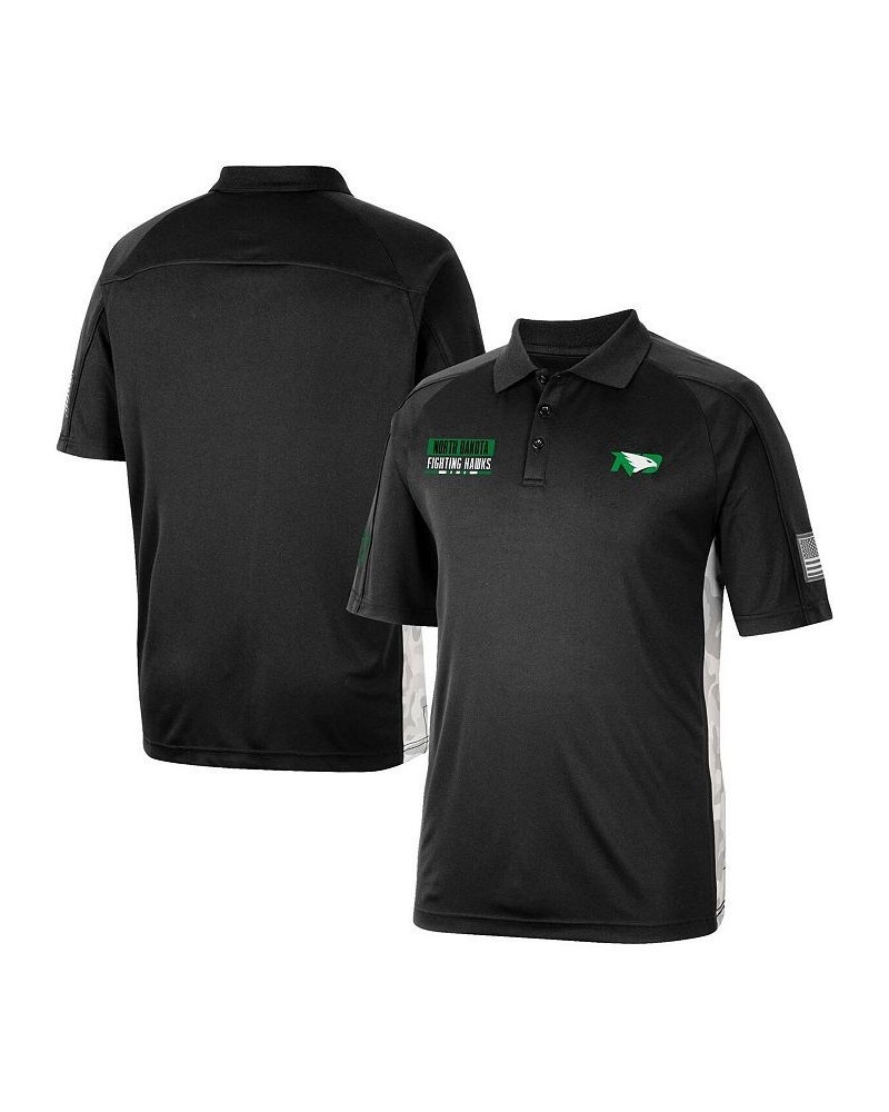 Men's Black North Dakota OHT Military-Inspired Appreciation Snow Camo Polo Shirt $34.19 Polo Shirts