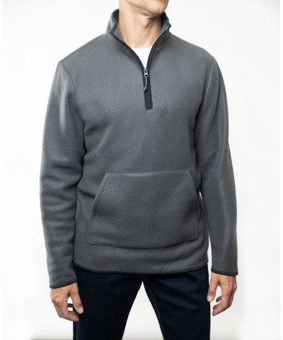 Men's Polar Fleece Quarter Zip Sweatshirt Gray $17.05 Sweatshirt