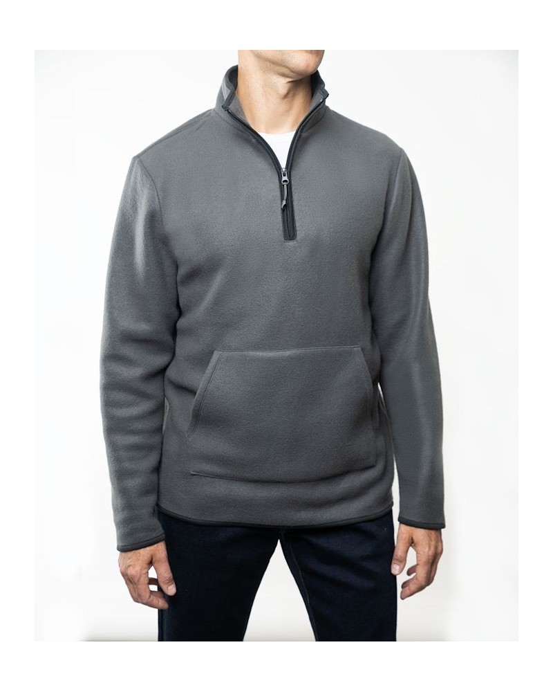 Men's Polar Fleece Quarter Zip Sweatshirt Gray $17.05 Sweatshirt