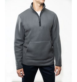 Men's Polar Fleece Quarter Zip Sweatshirt Gray $17.05 Sweatshirt