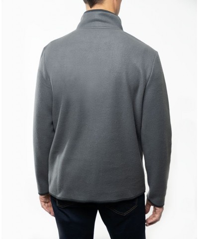 Men's Polar Fleece Quarter Zip Sweatshirt Gray $17.05 Sweatshirt