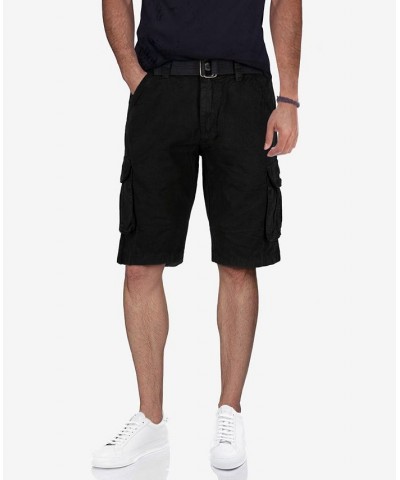 Men's Belted Twill Tape Cargo Shorts Black $25.58 Shorts