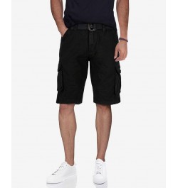 Men's Belted Twill Tape Cargo Shorts Black $25.58 Shorts