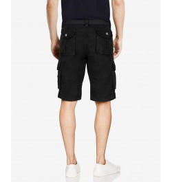 Men's Belted Twill Tape Cargo Shorts Black $25.58 Shorts