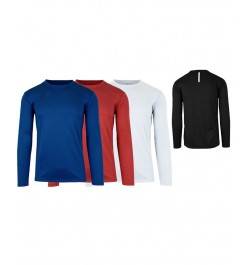 Men's Long Sleeve Moisture-Wicking Performance Tee, Pack of 3 Navy/Red/White $27.73 T-Shirts