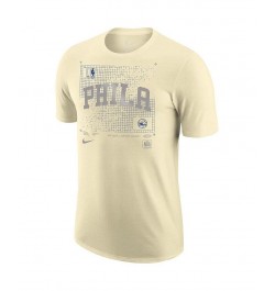 Men's Cream Philadelphia 76ers Courtside Chrome T-shirt $24.00 T-Shirts