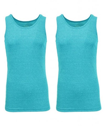 Men's Famous Heavyweight Ribbed Tank Top, Pack of 2 Aqua-Aqua $17.67 T-Shirts