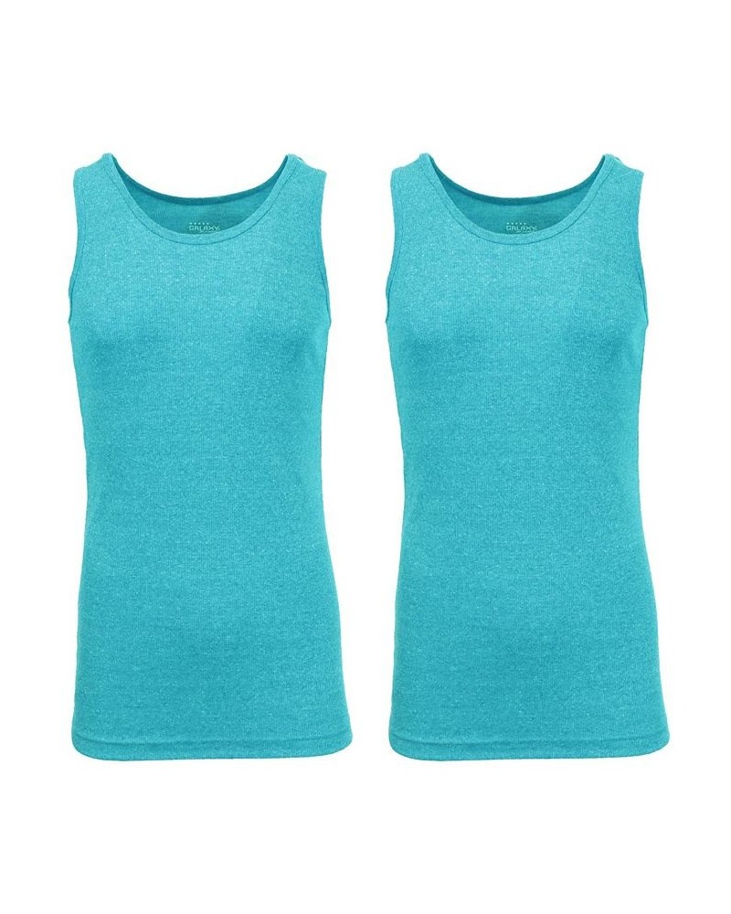 Men's Famous Heavyweight Ribbed Tank Top, Pack of 2 Aqua-Aqua $17.67 T-Shirts