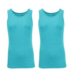 Men's Famous Heavyweight Ribbed Tank Top, Pack of 2 Aqua-Aqua $17.67 T-Shirts