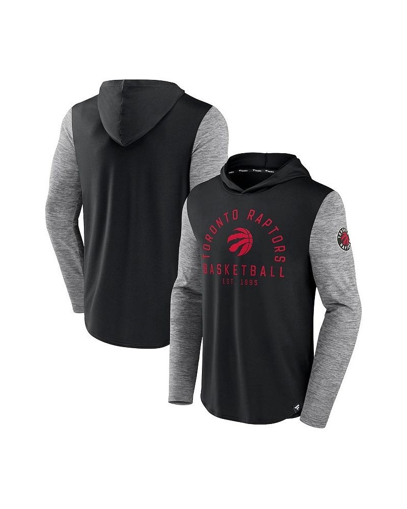 Men's Branded Black, Heathered Charcoal Toronto Raptors Deep Rotation Performance Pullover Hoodie $30.79 Sweatshirt