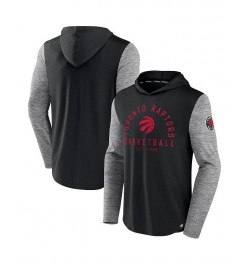 Men's Branded Black, Heathered Charcoal Toronto Raptors Deep Rotation Performance Pullover Hoodie $30.79 Sweatshirt