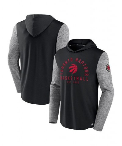 Men's Branded Black, Heathered Charcoal Toronto Raptors Deep Rotation Performance Pullover Hoodie $30.79 Sweatshirt