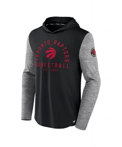 Men's Branded Black, Heathered Charcoal Toronto Raptors Deep Rotation Performance Pullover Hoodie $30.79 Sweatshirt