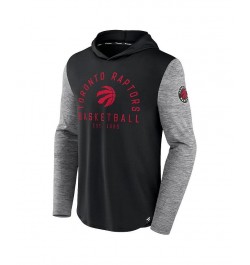 Men's Branded Black, Heathered Charcoal Toronto Raptors Deep Rotation Performance Pullover Hoodie $30.79 Sweatshirt