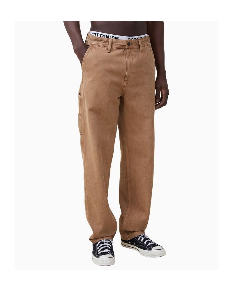 Men's Baggy Straight Jeans Brown $41.59 Jeans