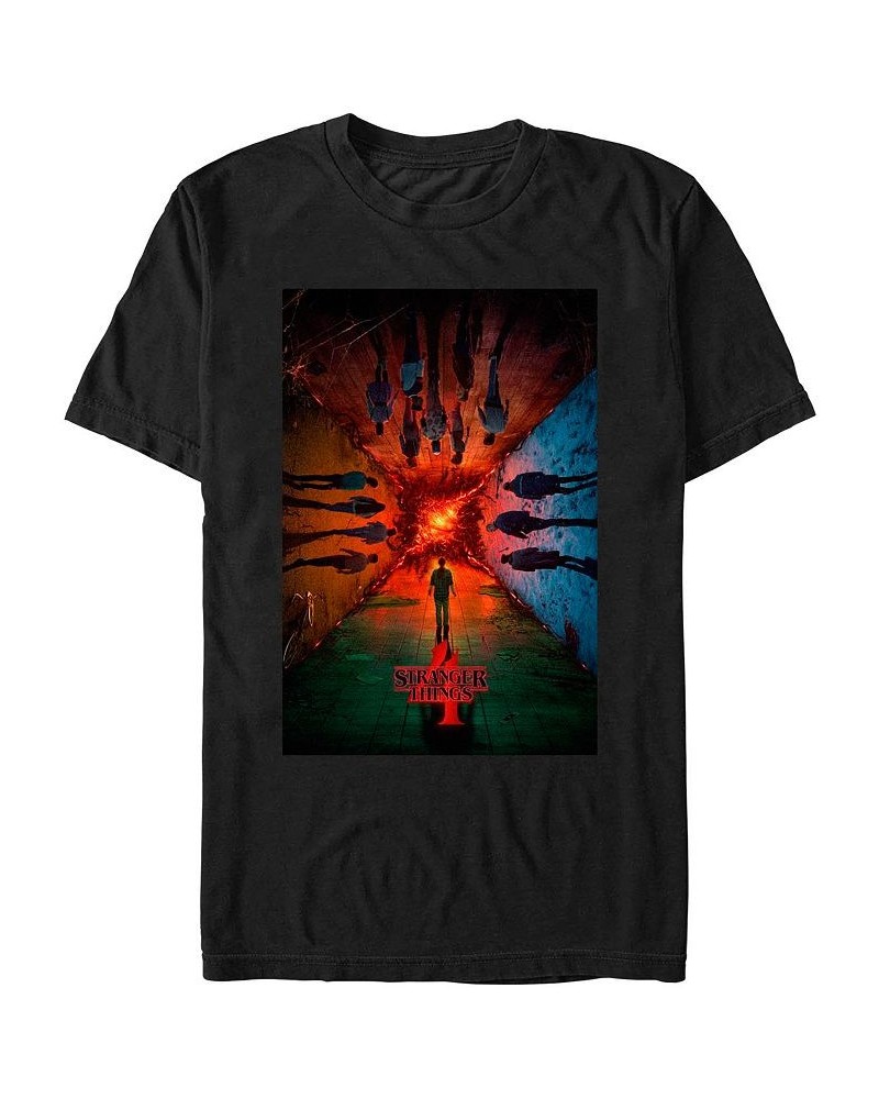 Men's Stranger Things Season 4 Main Poster Short Sleeve T-shirt Black $18.54 T-Shirts