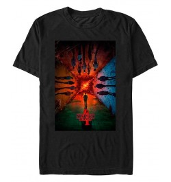 Men's Stranger Things Season 4 Main Poster Short Sleeve T-shirt Black $18.54 T-Shirts