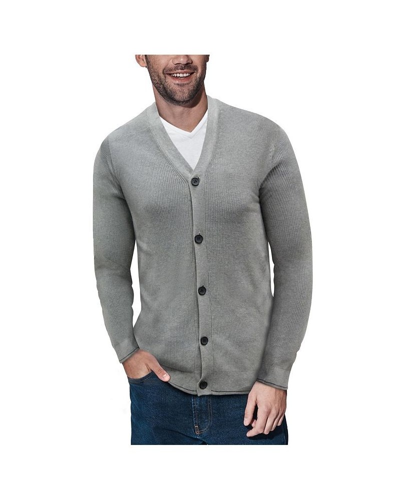 Men's Basic Ribbed Cardigan Gray $28.49 Sweaters