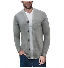 Men's Basic Ribbed Cardigan Gray $28.49 Sweaters