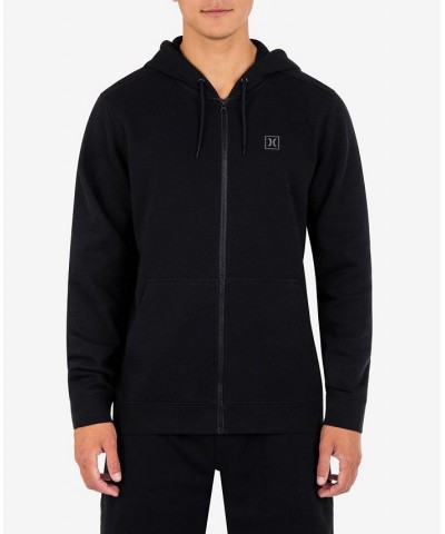 Men's Icon Chest Logo Full Zip Hooded Sweatshirt Black $34.45 Sweatshirt