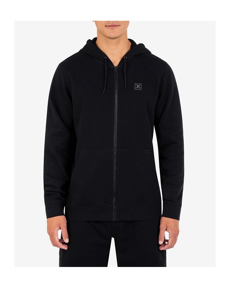 Men's Icon Chest Logo Full Zip Hooded Sweatshirt Black $34.45 Sweatshirt