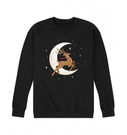 Men's Reindeer Moon Fleece T-shirt Black $30.24 T-Shirts