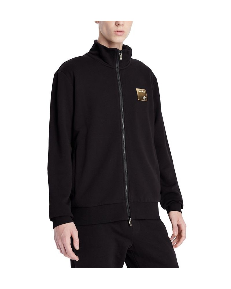 Men's Gold Foil Logo Zip-Up Jacket Black $49.56 Sweatshirt