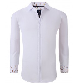 Men's Slim Fit Pride Performance Novelty Button Down Dress Shirt White $21.60 Dress Shirts