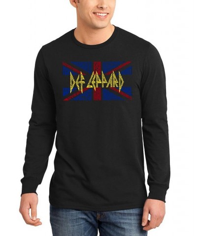 Men's Word Art Def Leppard T-shirt Black $21.99 T-Shirts