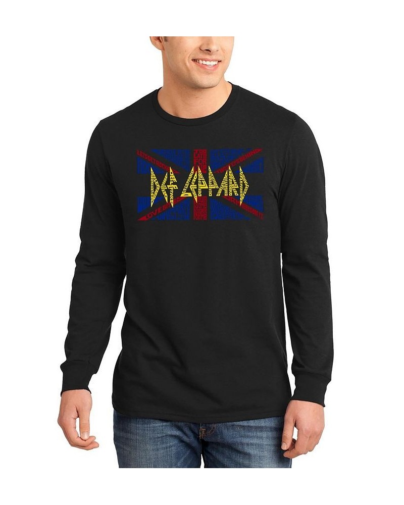 Men's Word Art Def Leppard T-shirt Black $21.99 T-Shirts